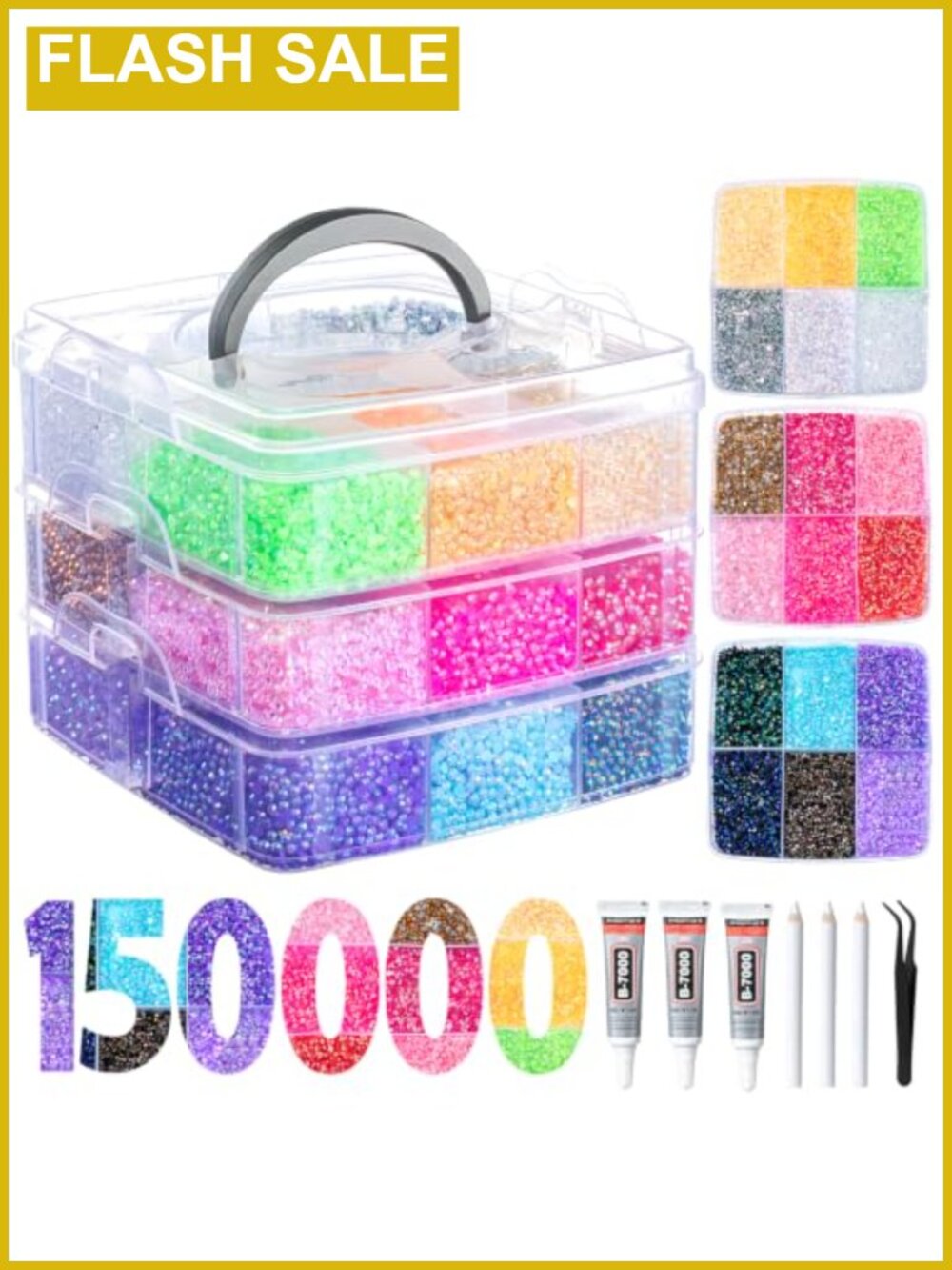 150000Pcs Rhinestones Bedazzling Kit 3mm Resin Diamond Art with B7000 Glue